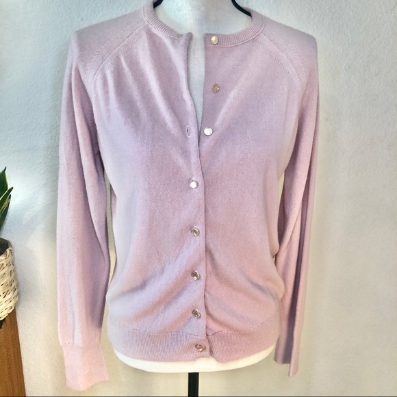 Vintage Designers Knitting Mills Luxelon Pink Button Up Cardigan Sweater - Picture 1 of 11